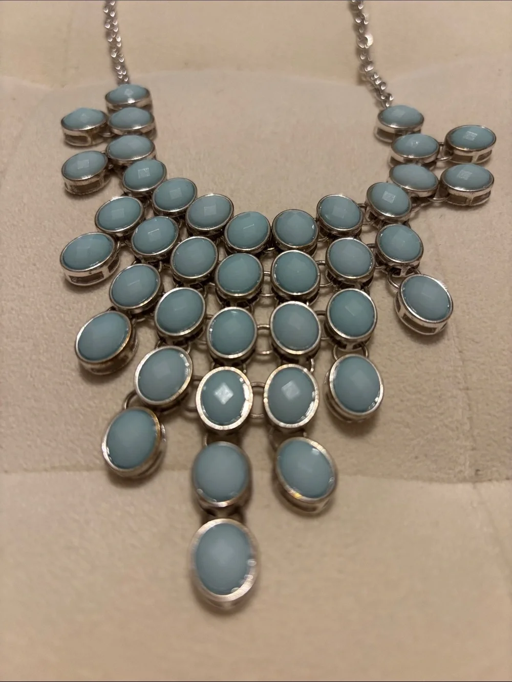 Light Blue Statement Bib Necklace - Women Jewelry
